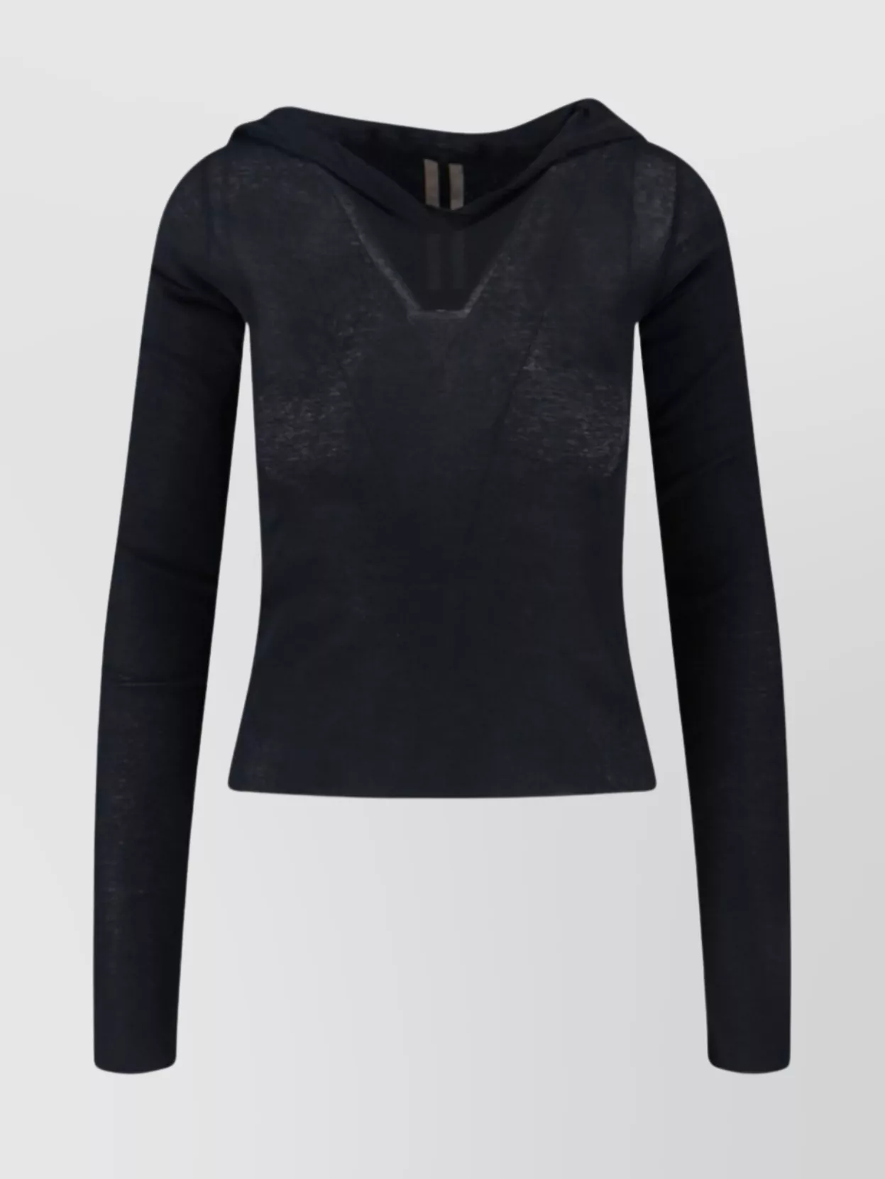 Rick Owens Hooded Top With Short Sleeves And Sheer Fabric In Black
