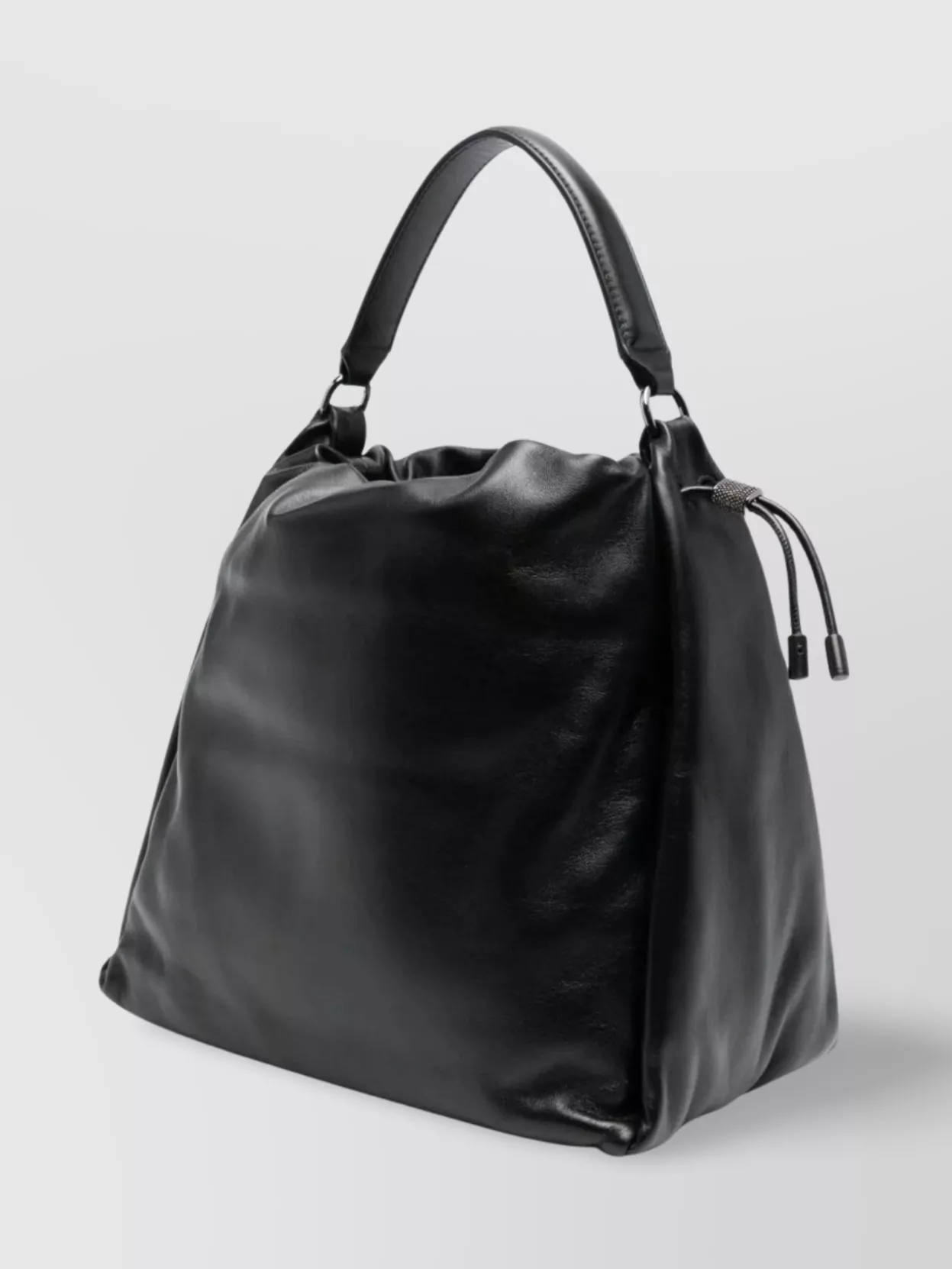 BRUNELLO CUCINELLI LEATHER SHOULDER BAG CHAIN DETAIL 