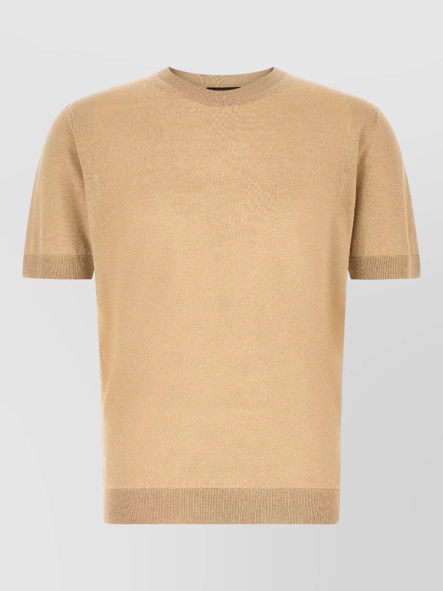 Zanone linen cotton crewneck short-sleeve sweater