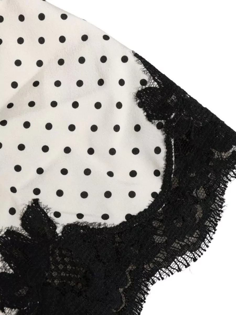 Dolce&Gabbana Silk Polka Dot Lace-Trimmed Camisole Top