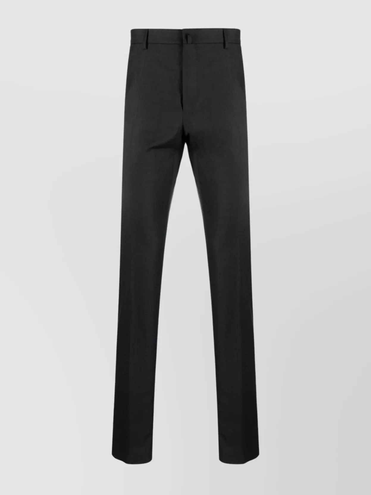 Shop Lanvin Mid-rise Slim-cut Wool Trousers In Black