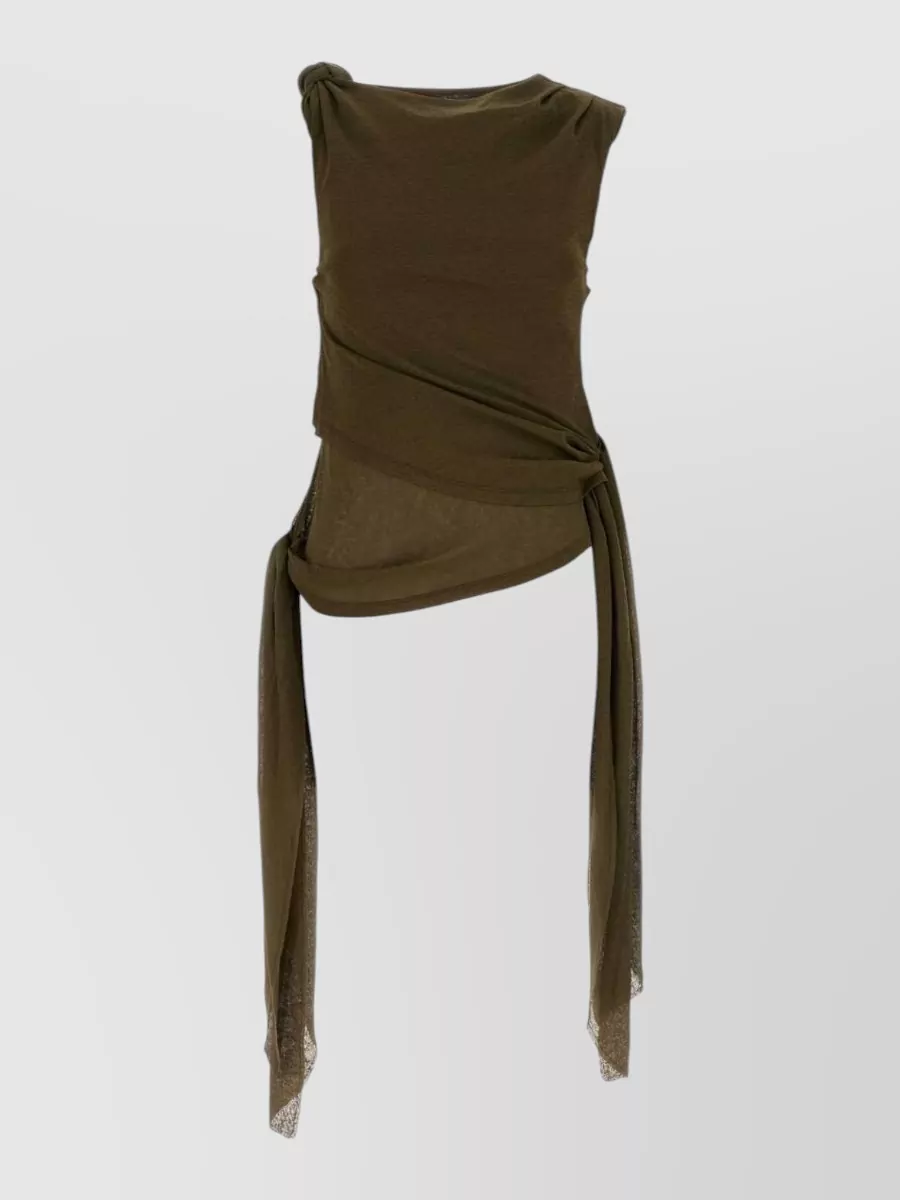 Ganni asymmetric one-shoulder knot tunic