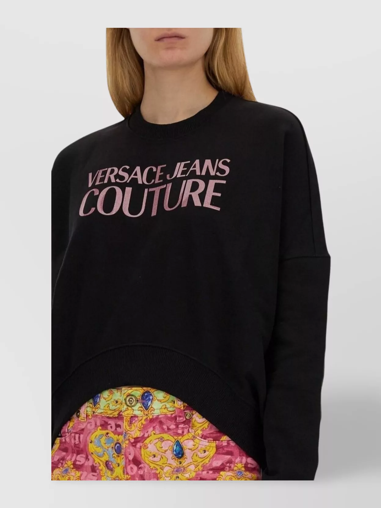 Versace Jeans Couture Cropped Fit Sweatshirt With Bold Logo Detail