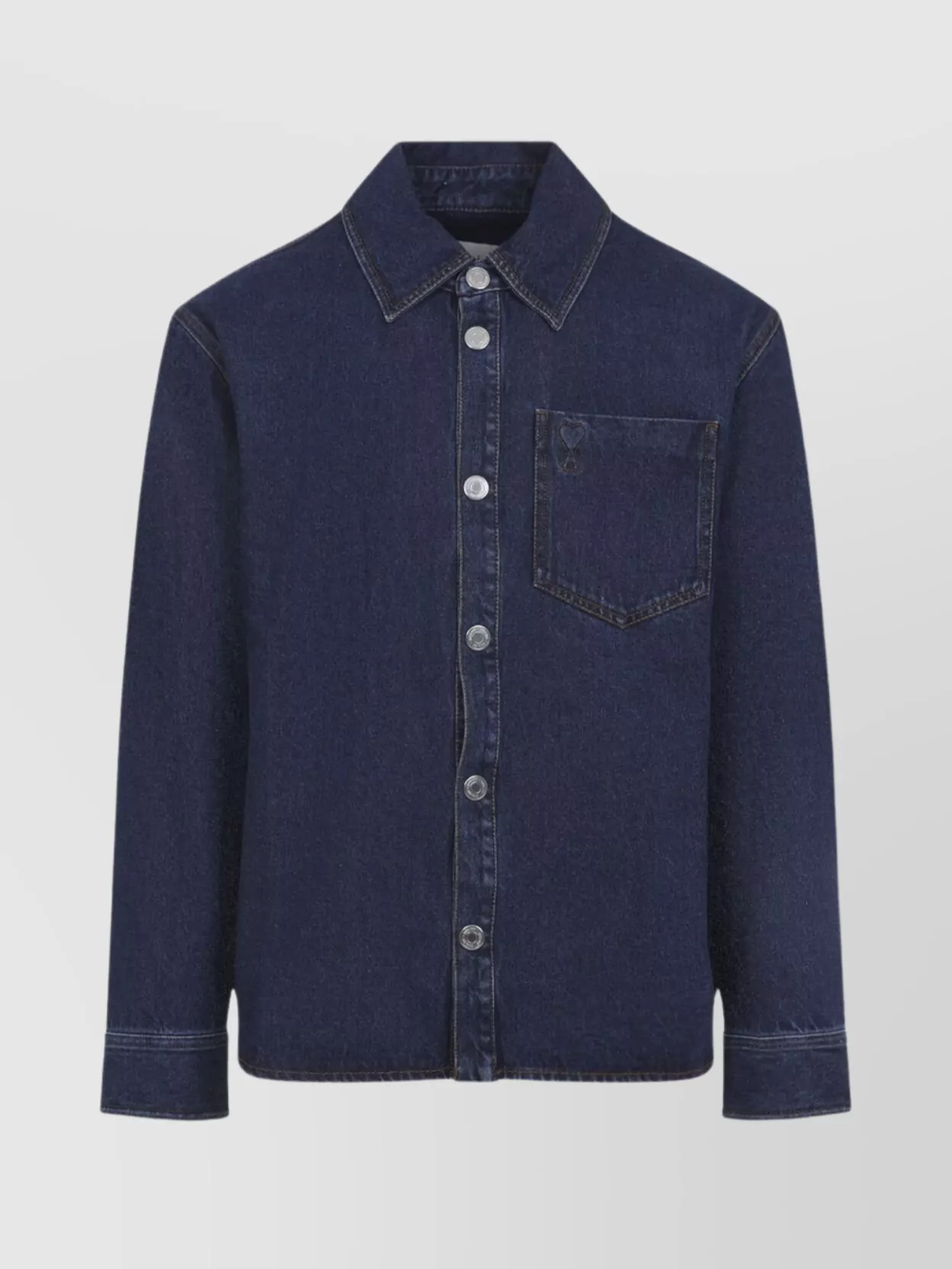 Ami Alexandre Mattiussi Heart Friend Overshirt Chest Pocket In Blue
