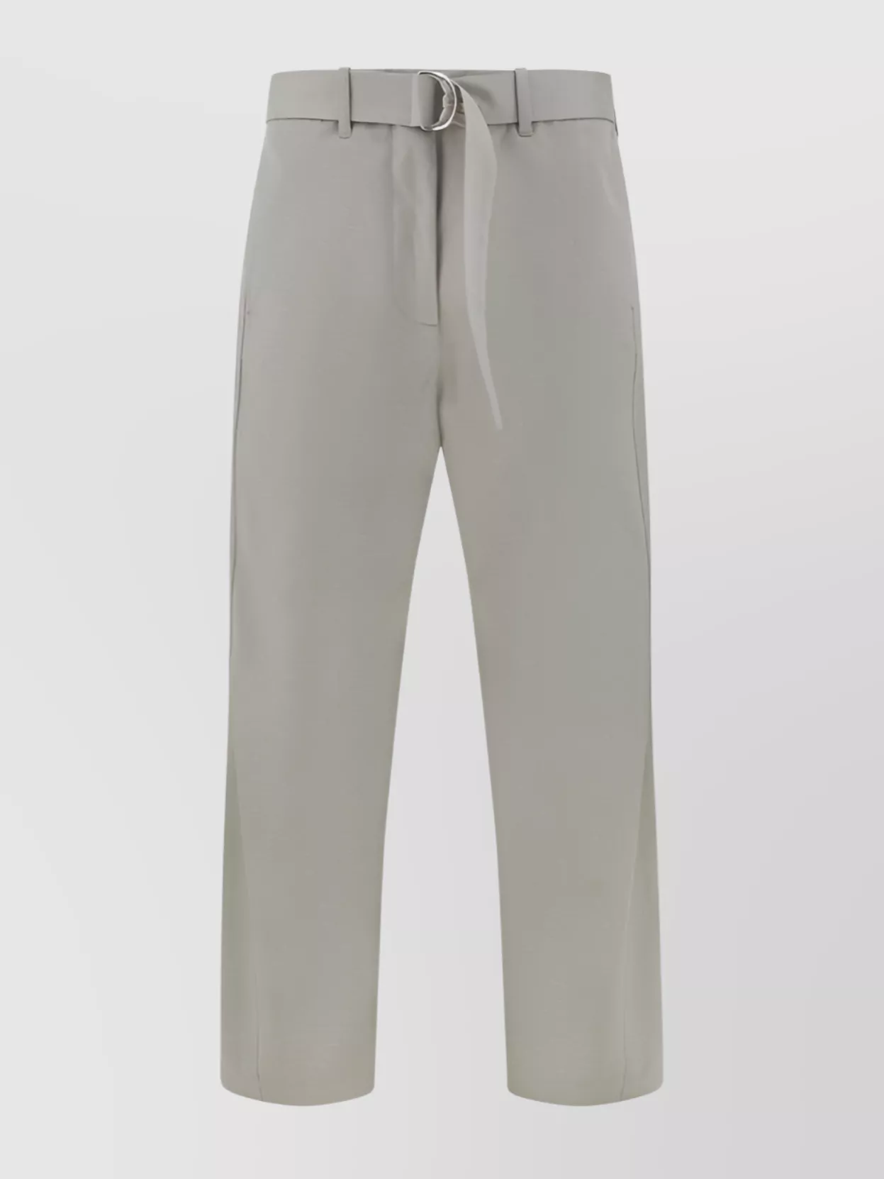 Msgm Wide Leg Cotton Pants Belt In Gray