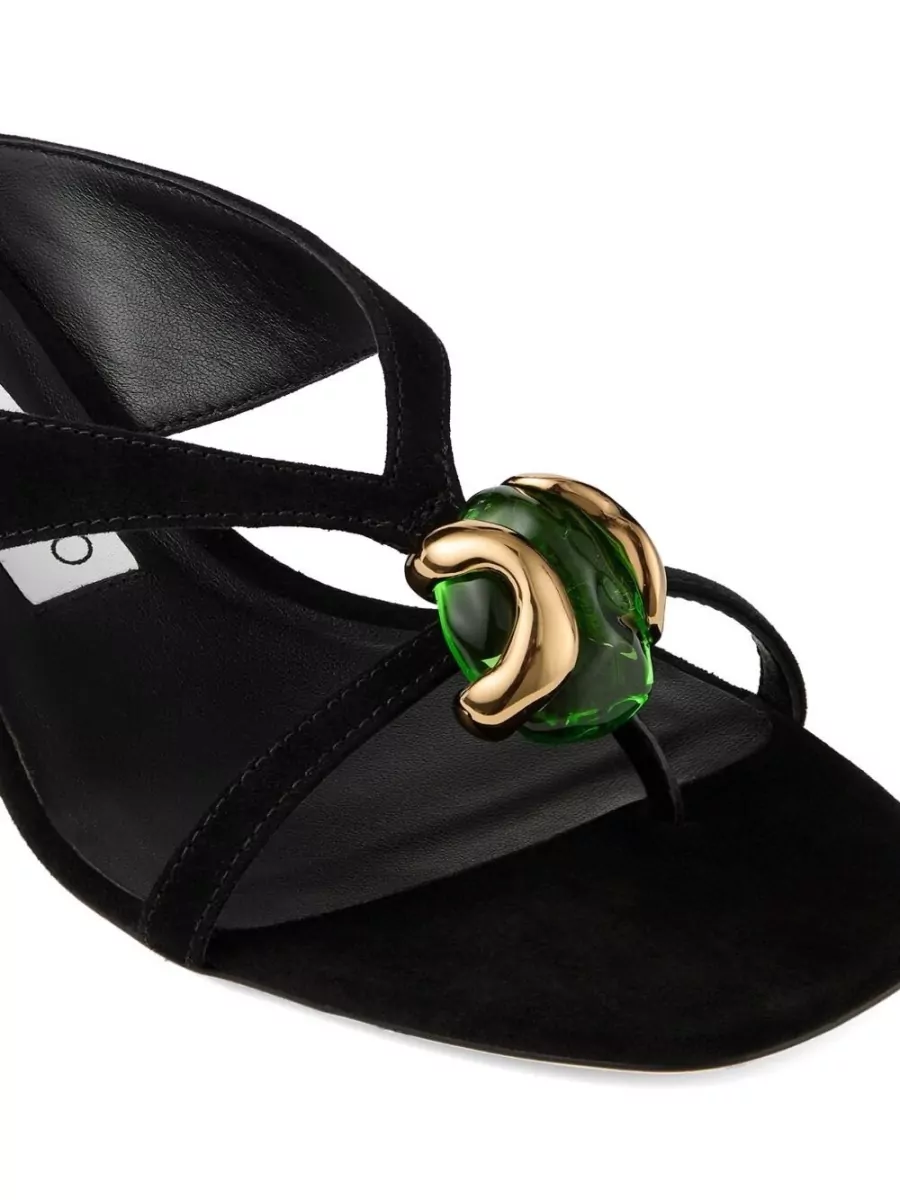 Jimmy Choo Embellished Leather Thong Sandals