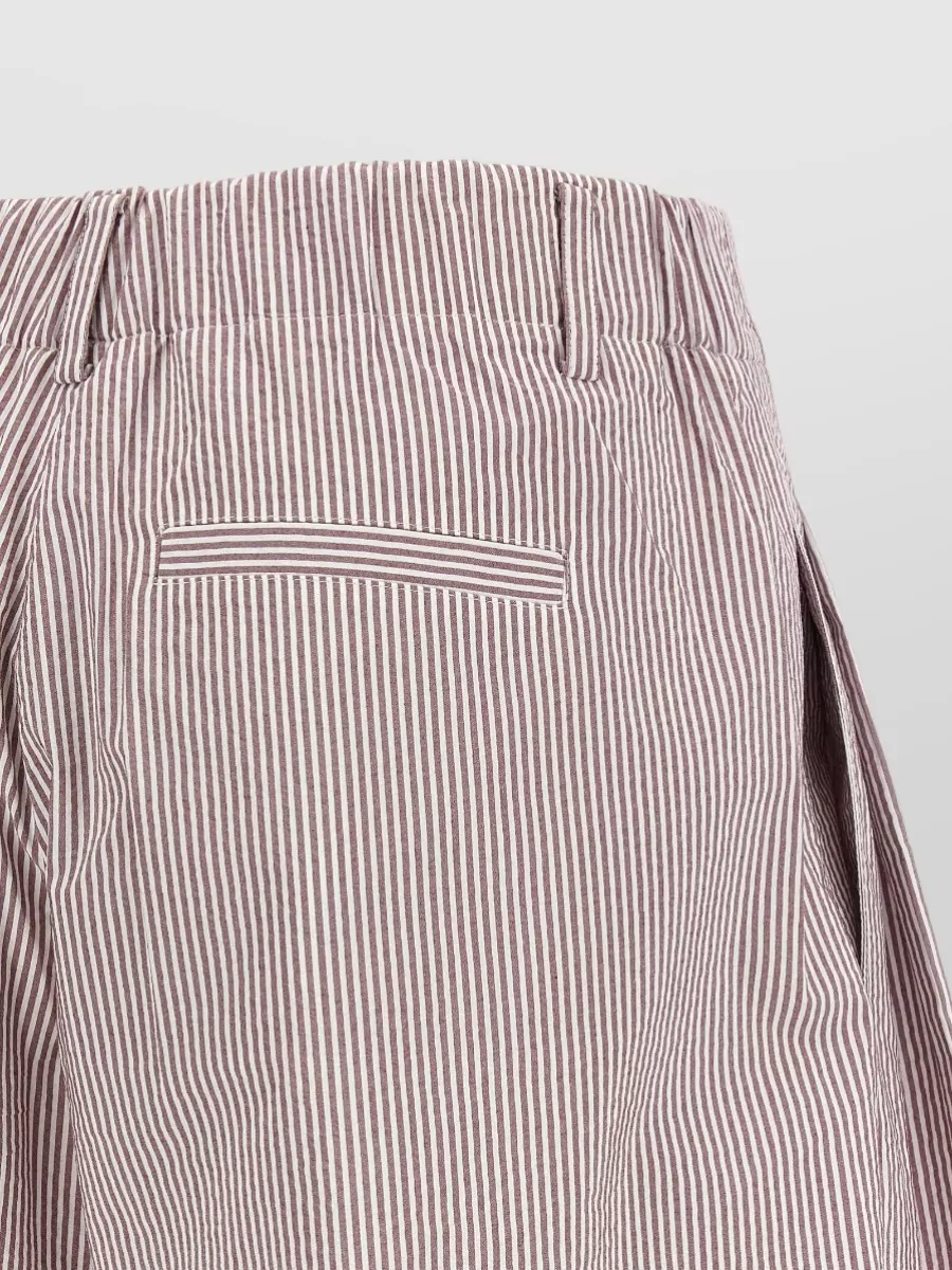 Brunello Cucinelli Striped Shorts Belt Loops Side And Back Pockets