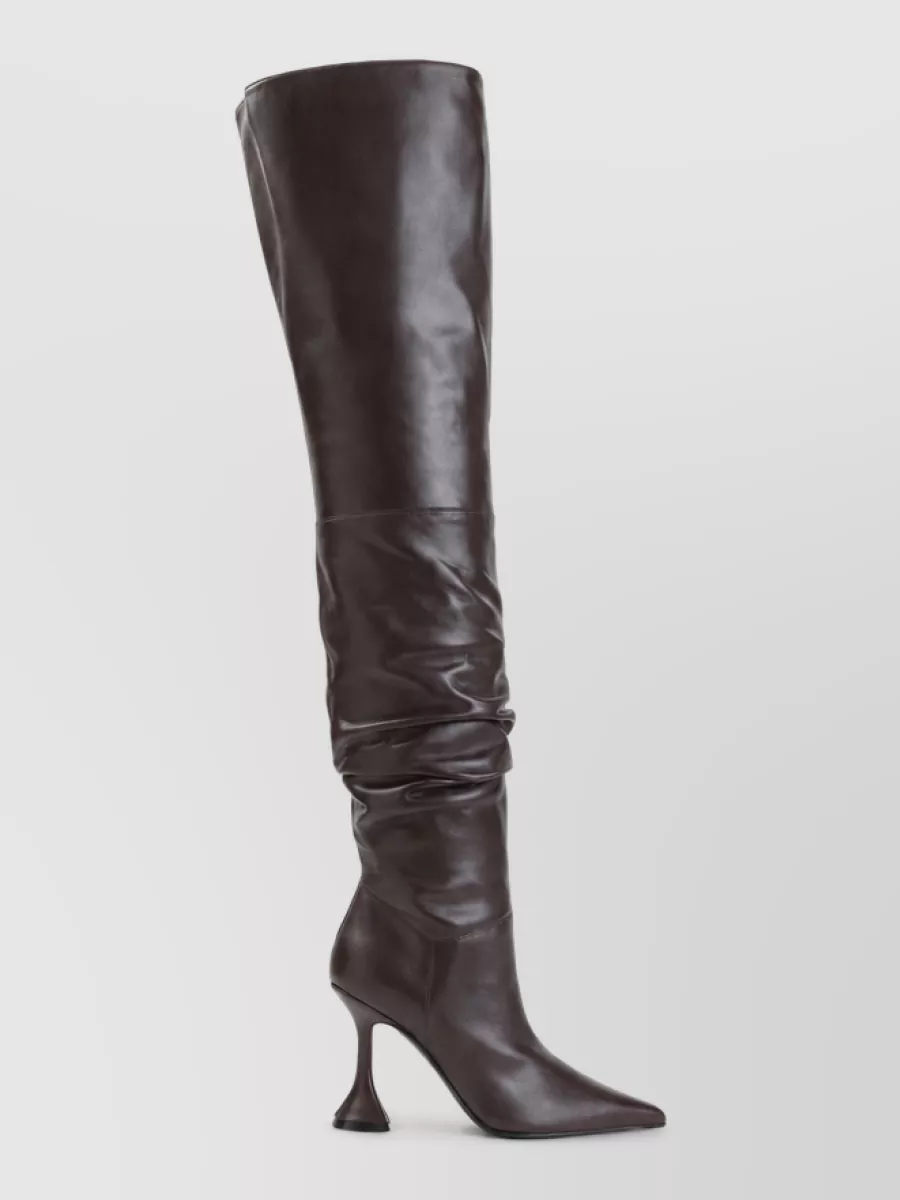 Amina Muaddi Nappa Leather Thigh-High Boots