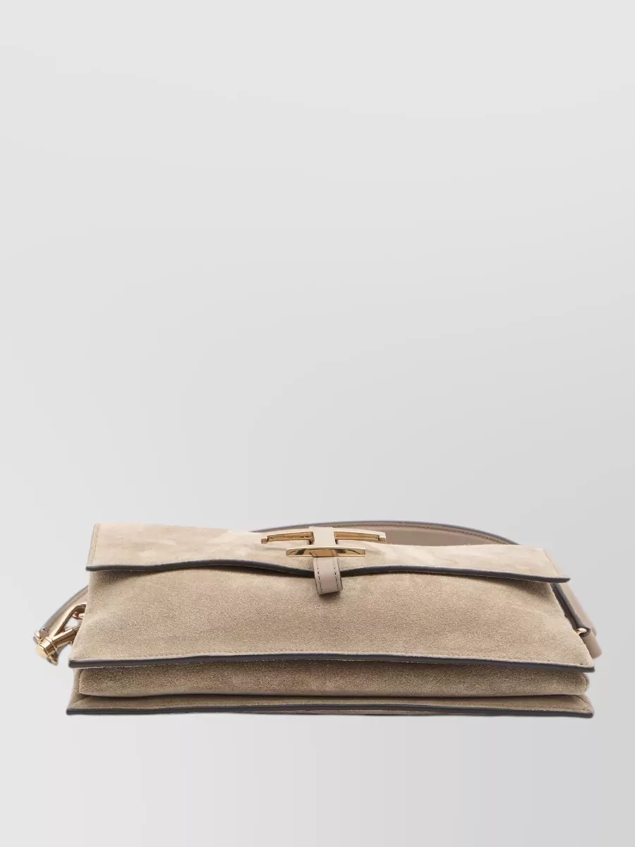 Tod's T Flap Shoulder Bag Top Handle Leather