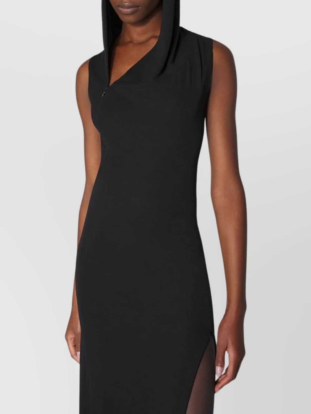 Mugler Hooded Sleeveless Maxi Dress With Side Slit