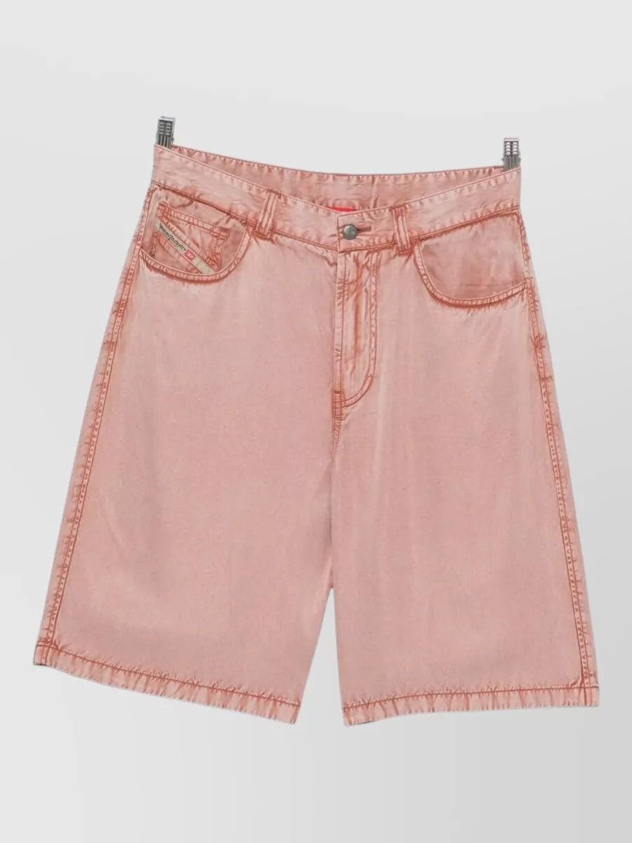 Diesel viscose high-rise wide-leg knee-length bermuda shorts