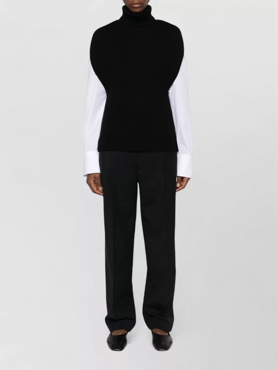 Totême Wool Turtleneck Vest Layered Design In Black
