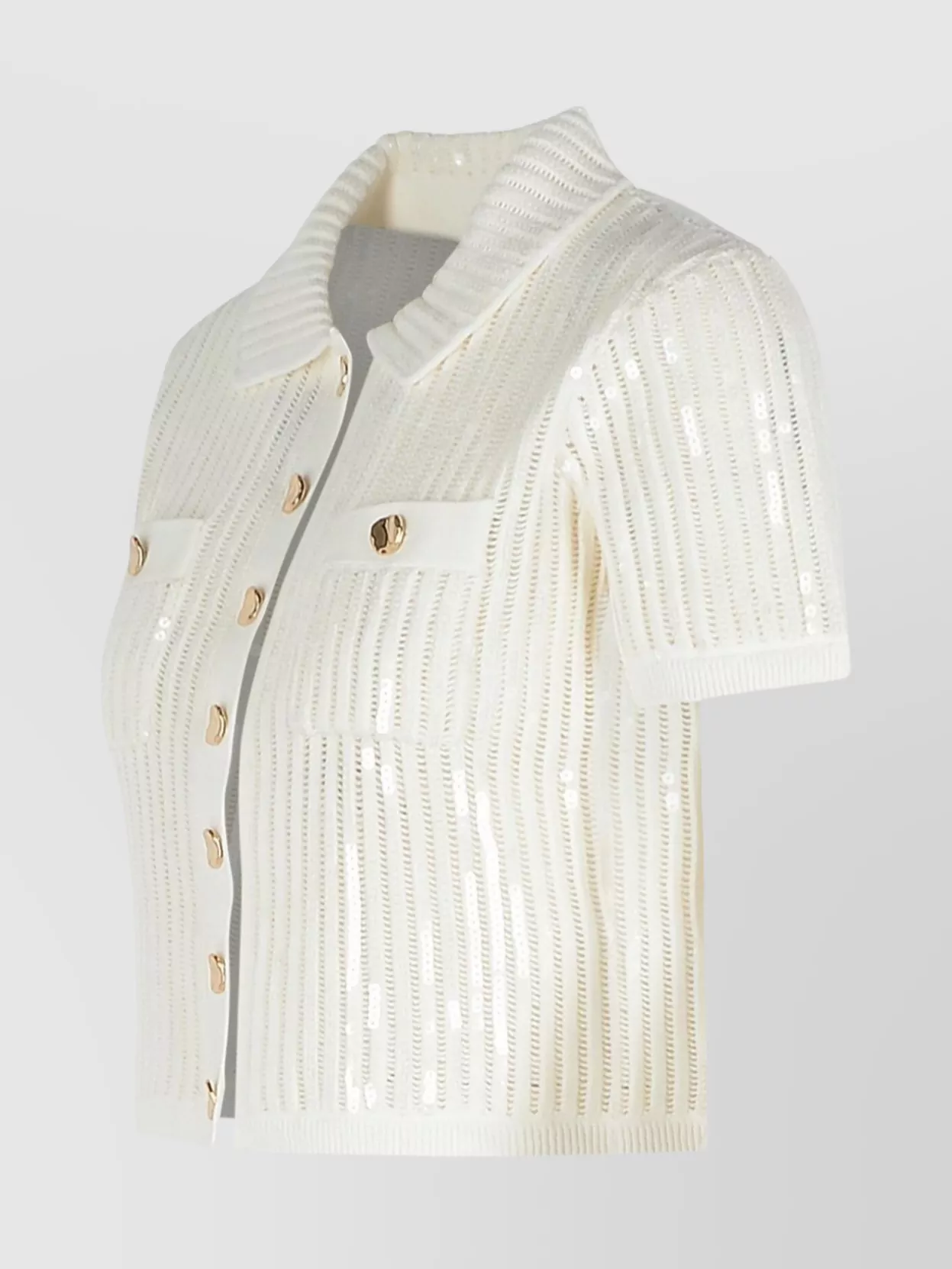 Shop Self-portrait Sequin Embellished Cotton Blend Top