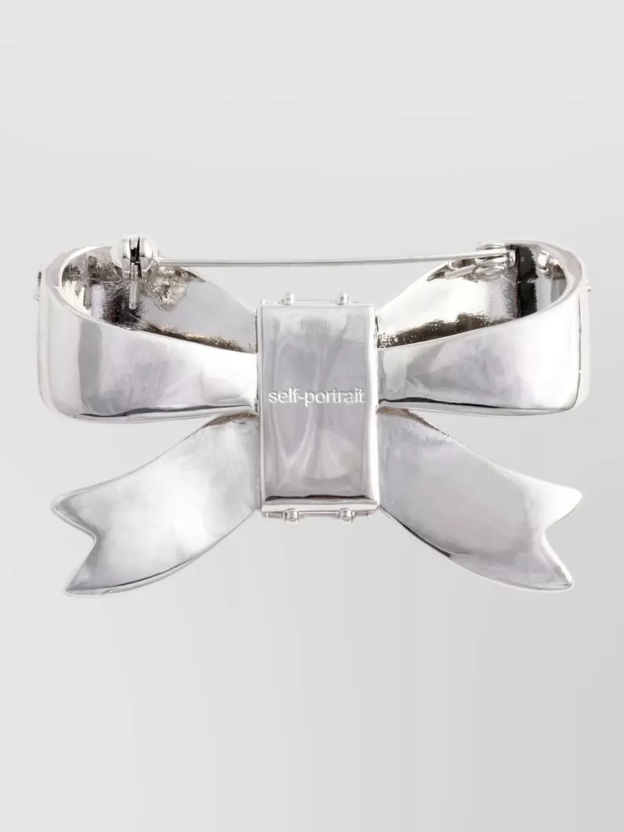 Self-Portrait Crystal-Embellished Bow Brooch