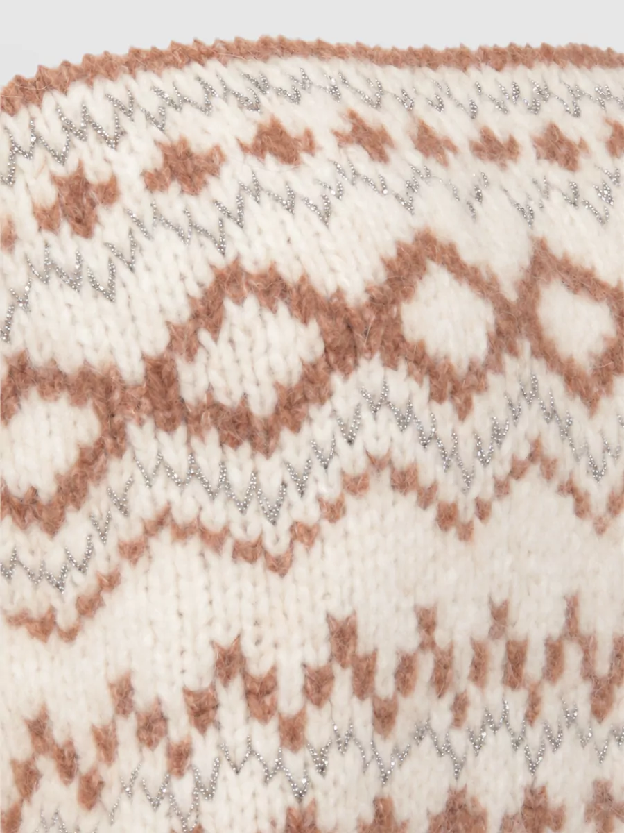 Peserico Alpaca-Blend High-Neck Long-Sleeve Patterned Sweatshirt