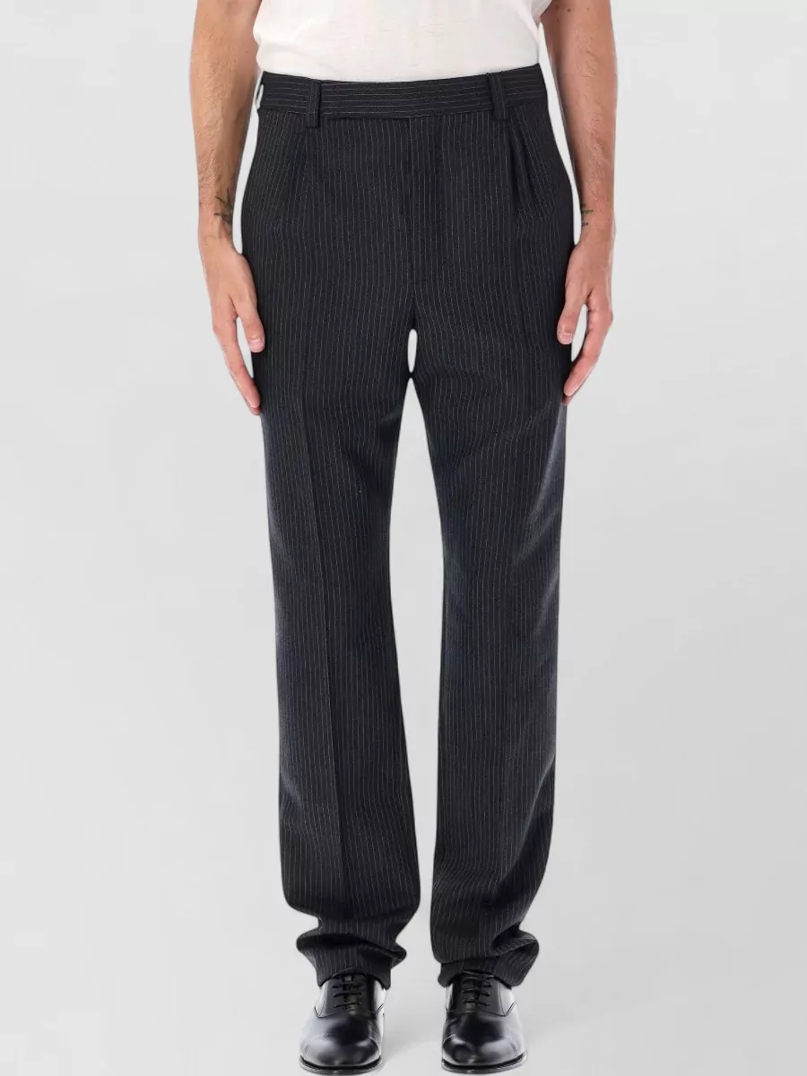 Saint Laurent striped herringbone mid-rise tapered wool tailored trousers