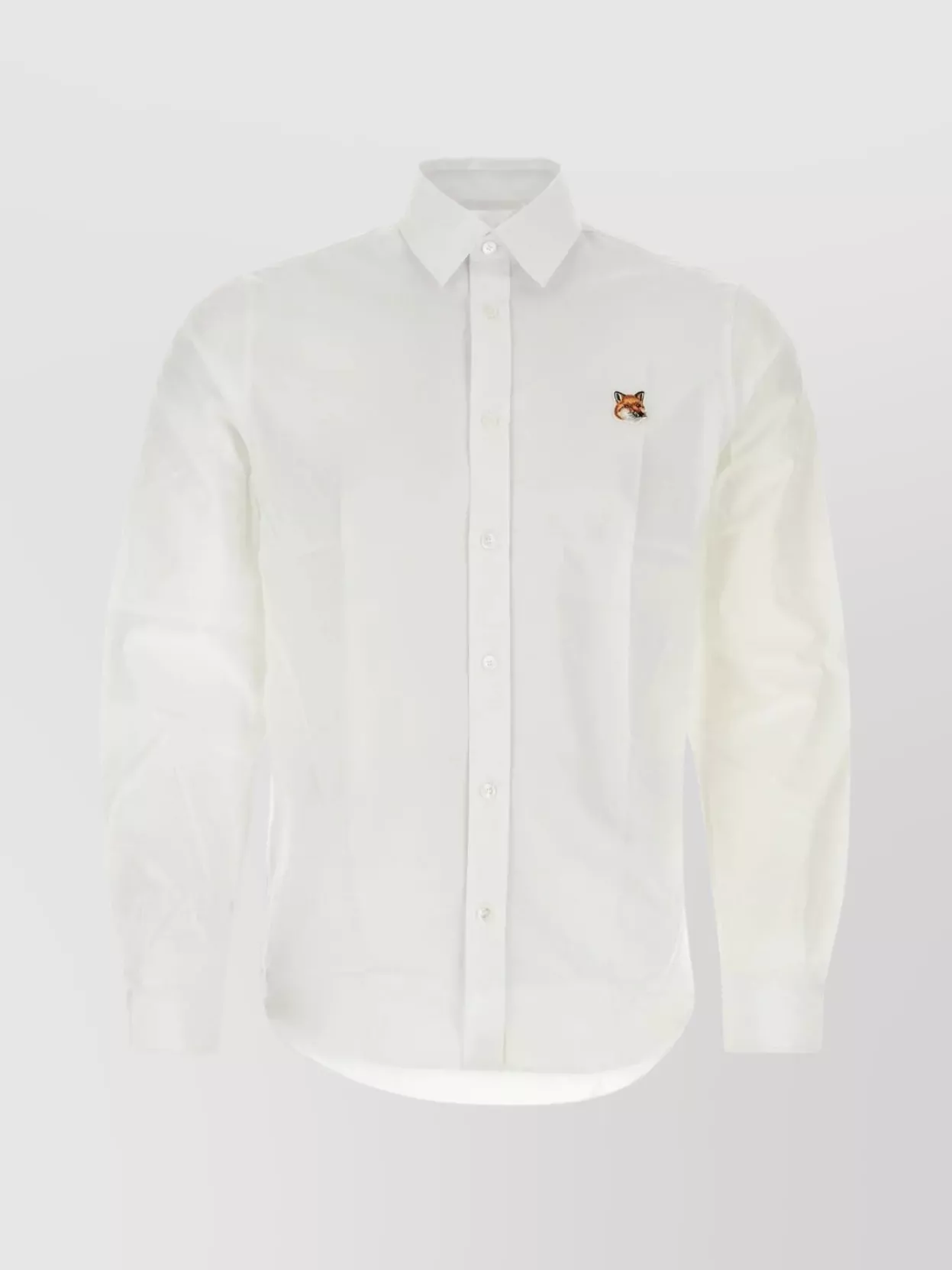 Shop Maison Kitsuné Embroidered Cotton Poplin Shirt