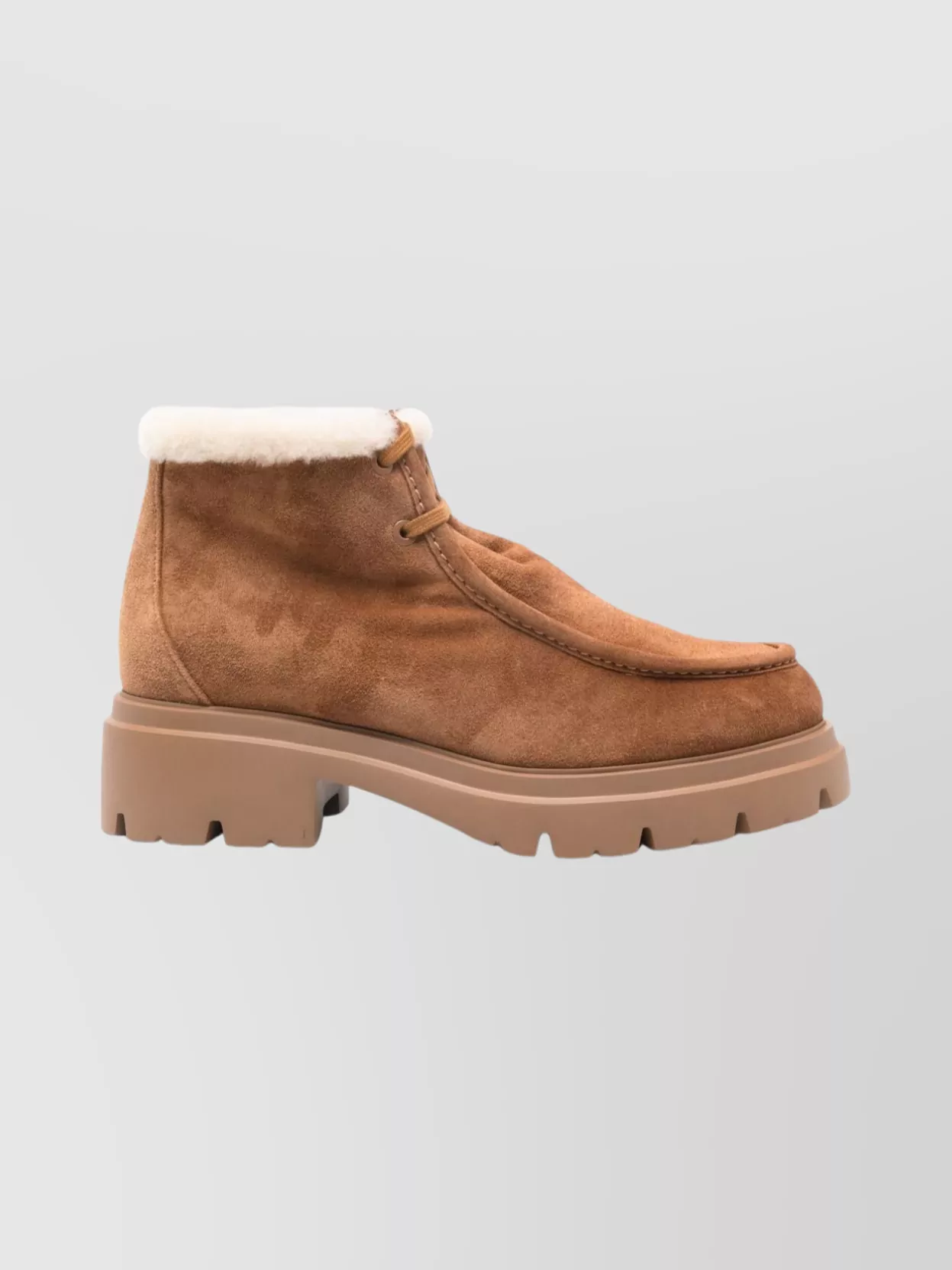 Stuart Weitzman Suede Lace-Up Ankle Boots With Chunky Sole