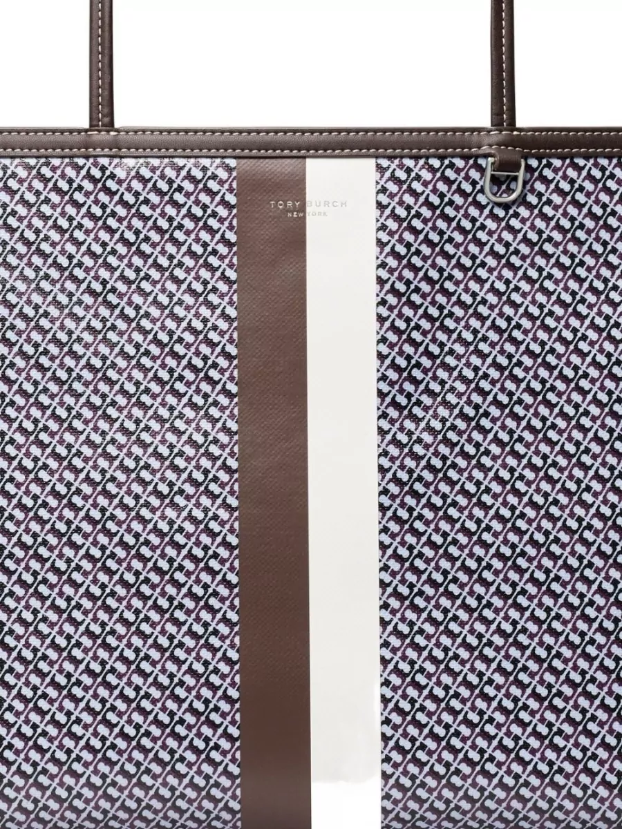 Tory Burch Racer Pattern Tote Bag Dual Handles