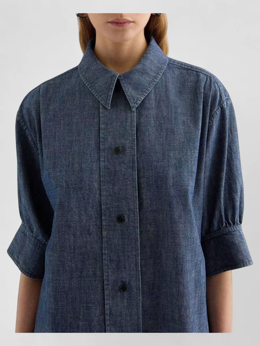 Jil Sander Denim Shirt Collared Dropped Shoulder Rounded Sleeves