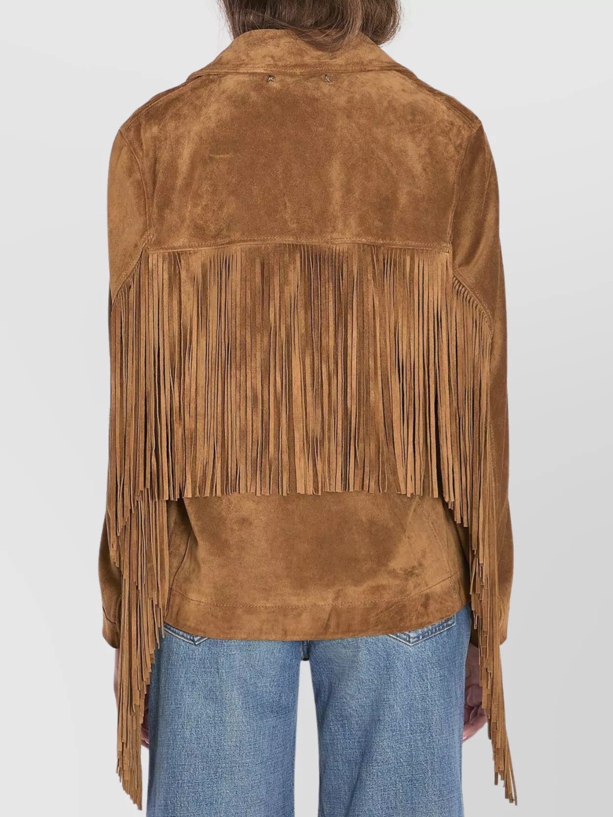 Golden Goose Fringed Suede Jacket With Notched Collar