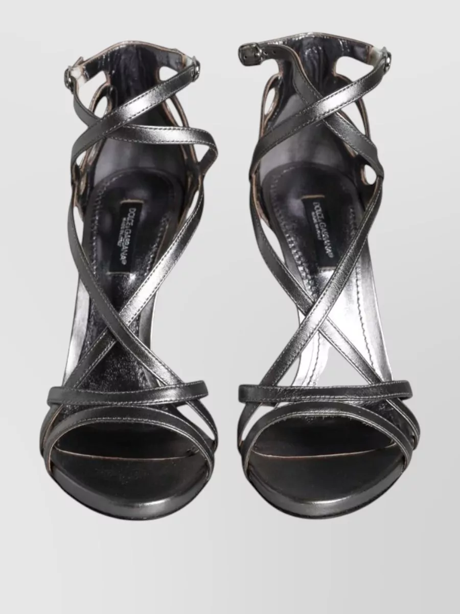 Dolce&Gabbana Leather Cutout Heeled Sandals