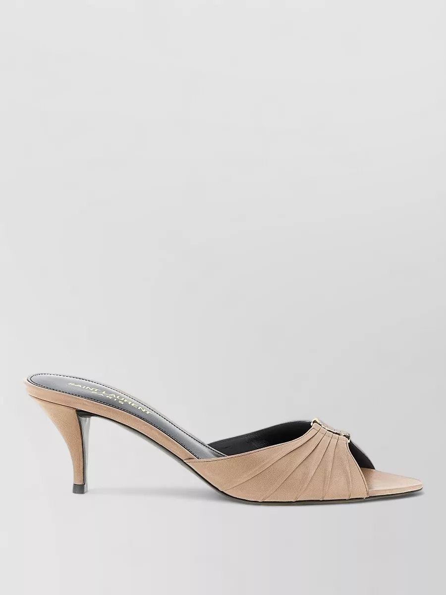 Saint Laurent Leather Babylone Peep-Toe Stiletto Mules
