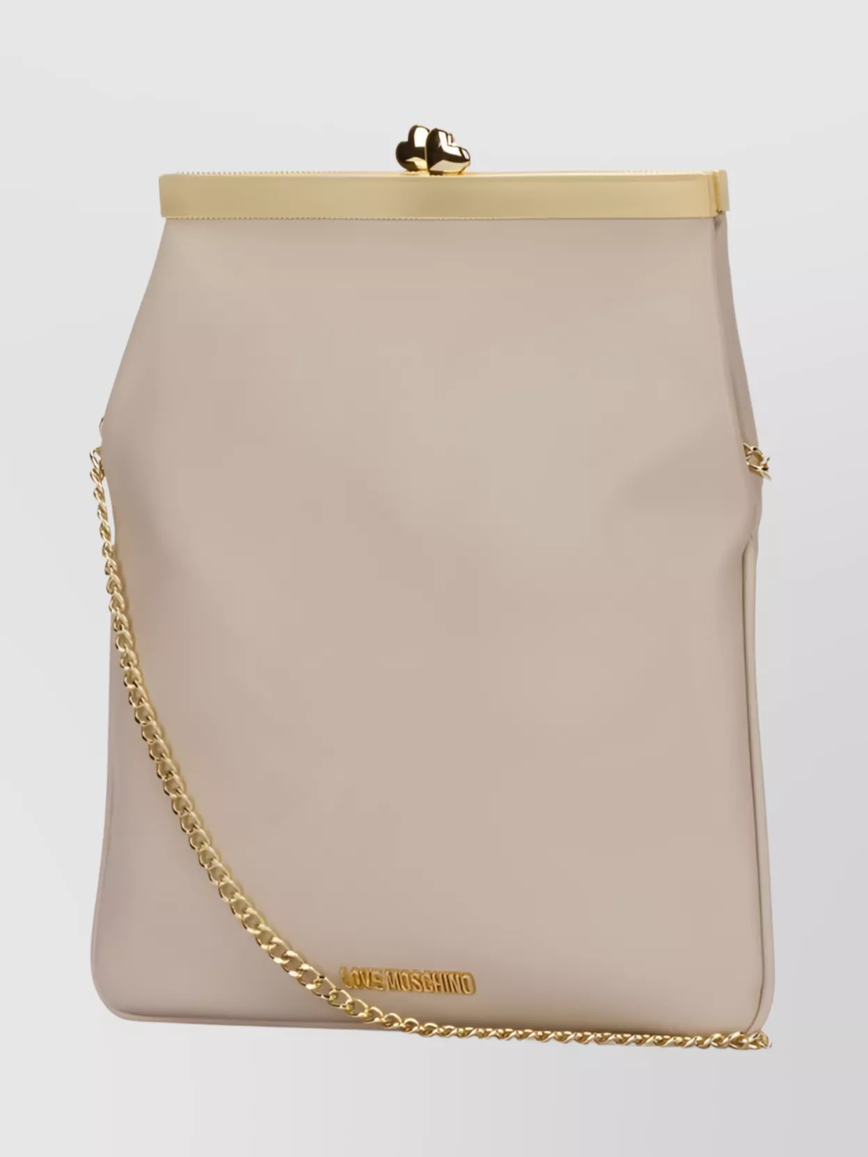 Shop Love Moschino Chain Strap Cross-body Bag With Gold-tone Hardware In Beige