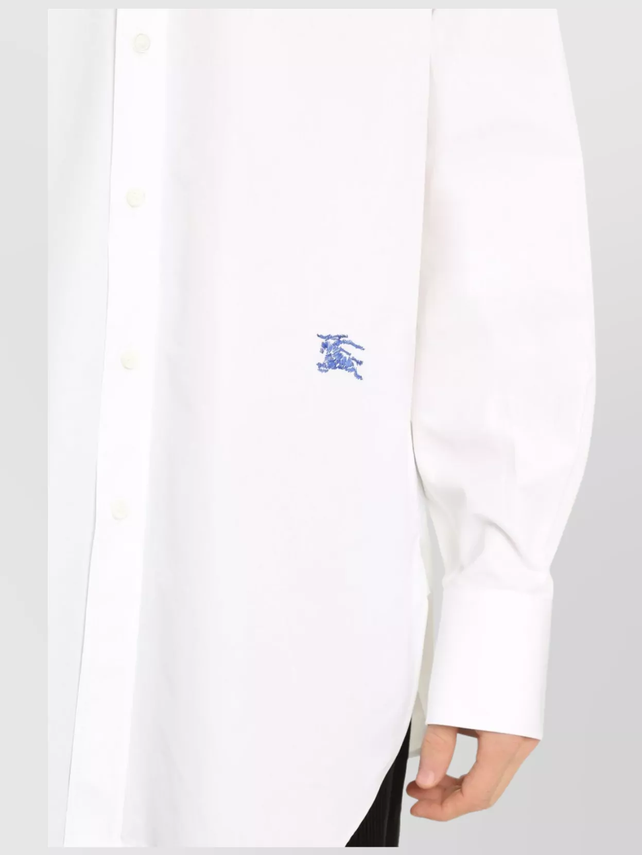 Burberry Cotton Poplin Shirt With Pointed Collar And Rounded Hem