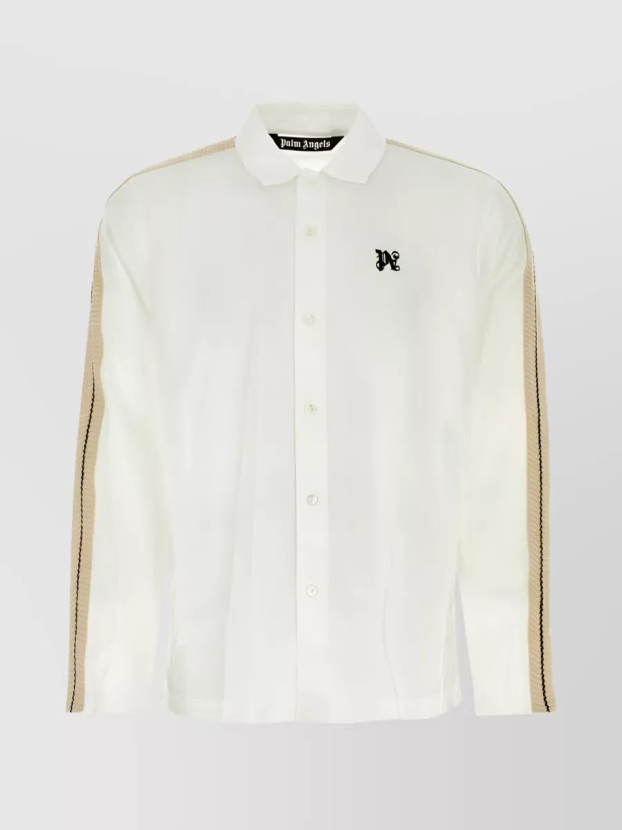 Shop Palm Angels Monogram Pa Linen Shirt In White