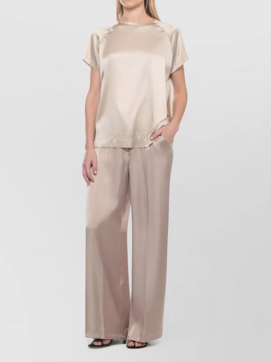 Panicale Silk Short-Sleeve Blouse