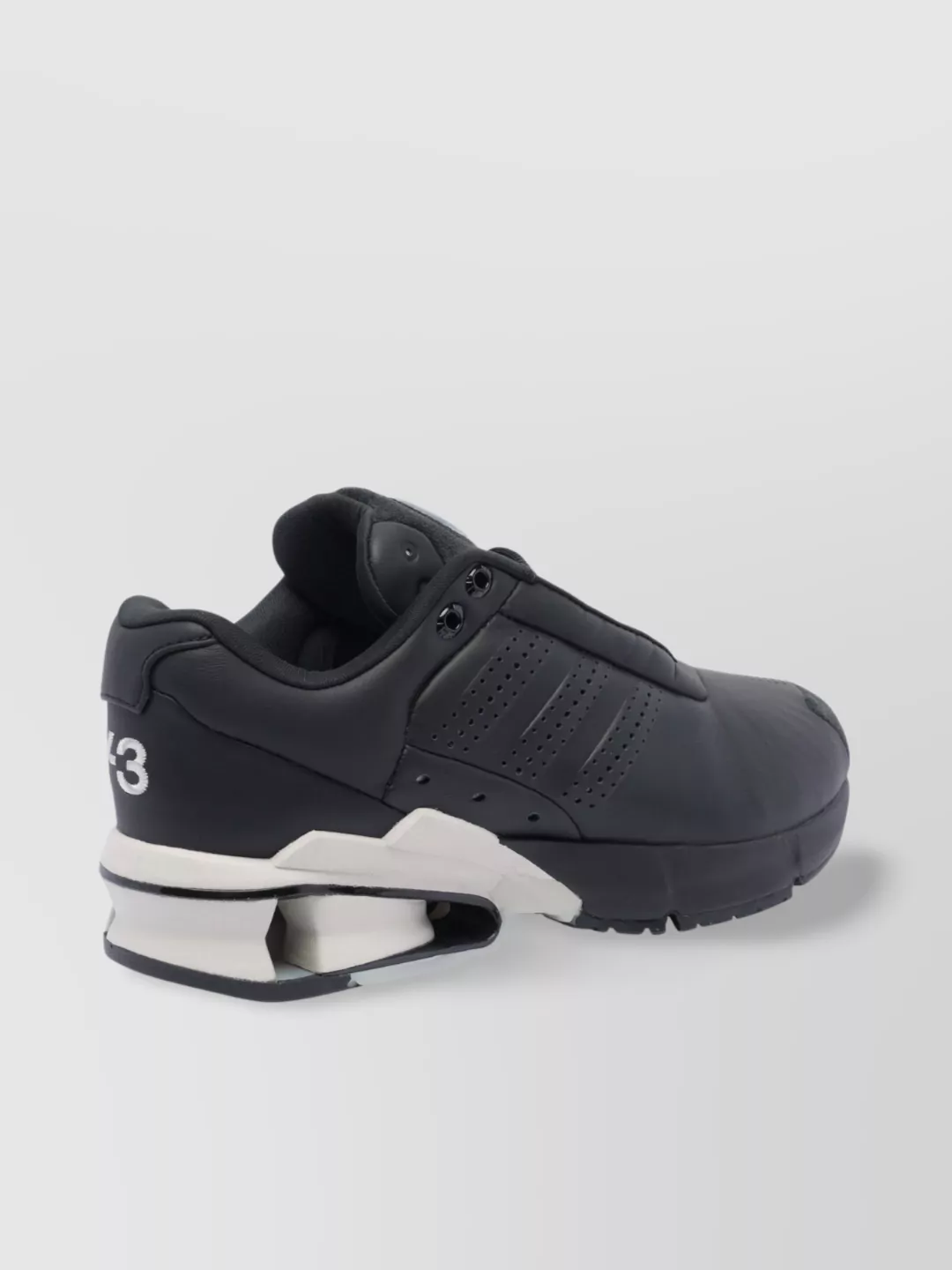 Shop Y-3 Low Top Leather Sneakers With Perforated Upper