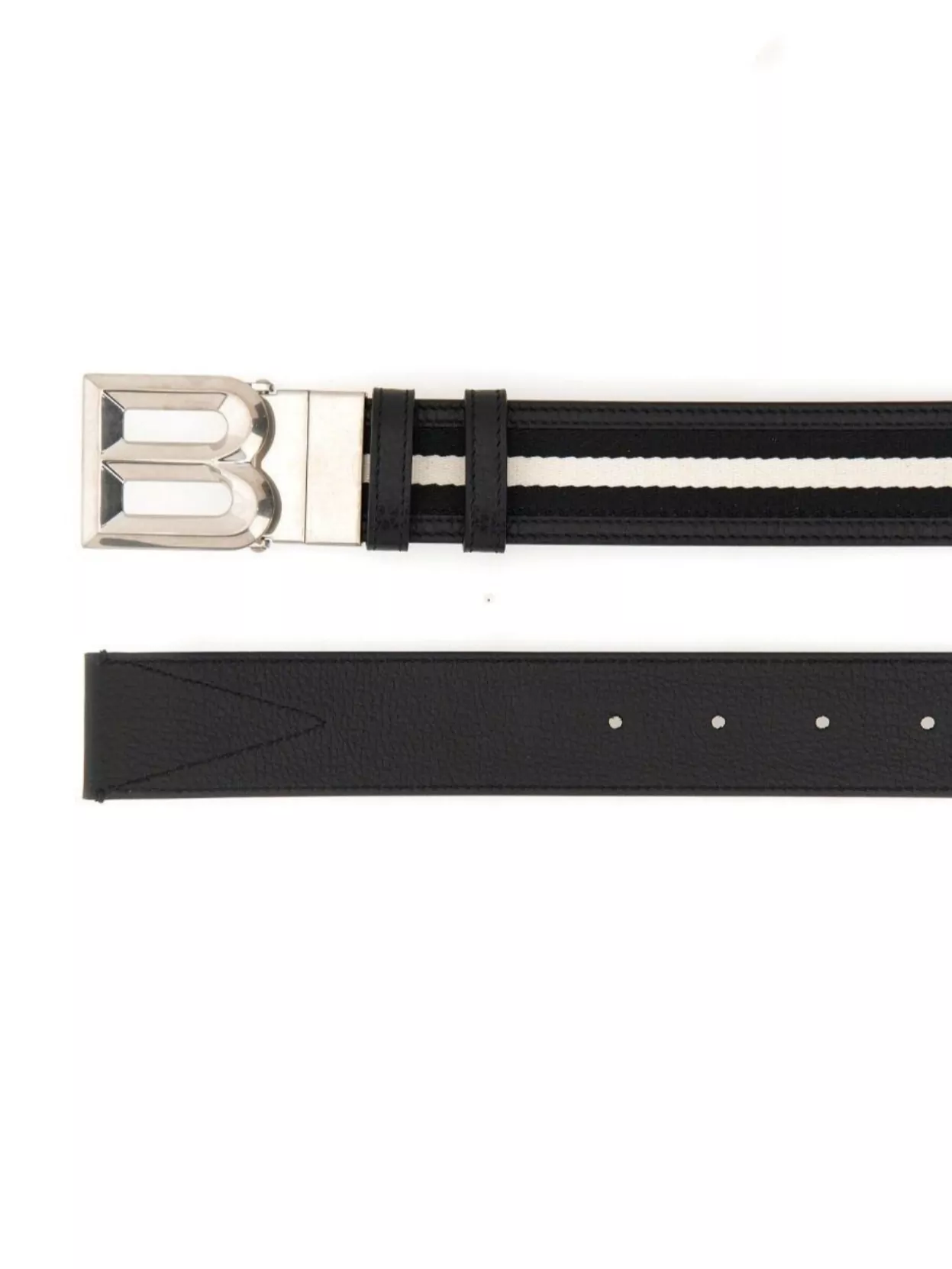 Shop Bally Striped Metal Buckle Belt