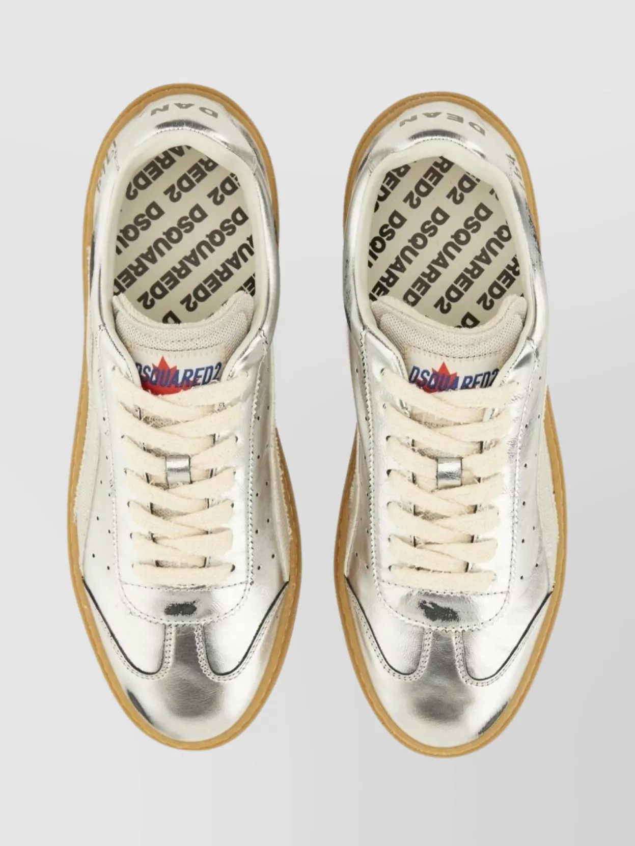 Dsquared2 Metallic Round Toe Sneakers With Rubber Sole
