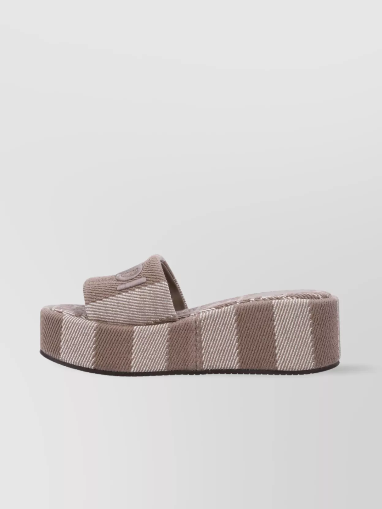 Shop Fendi Striped Platform Sunshine Mules In Grey