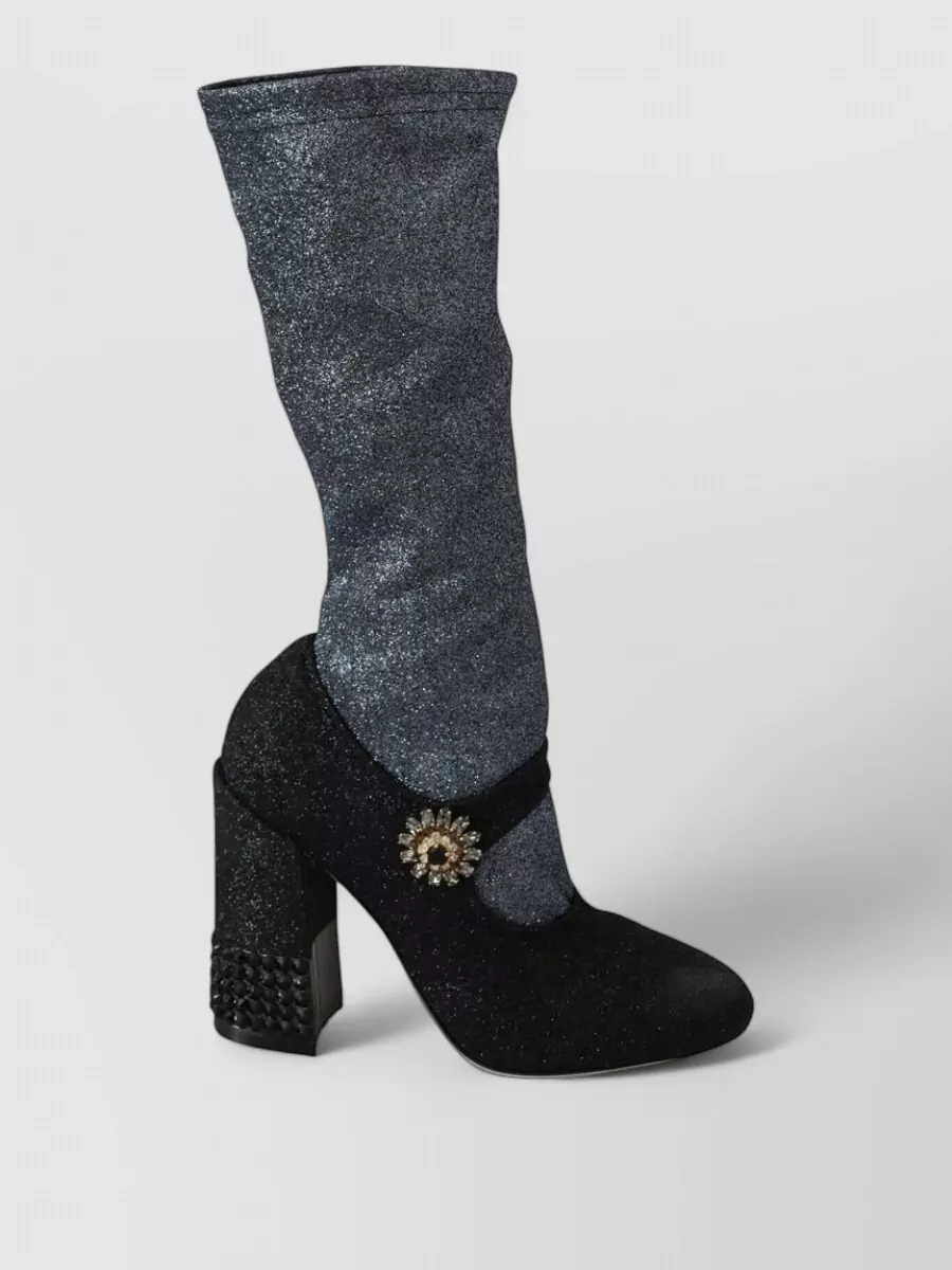 Dolce&Gabbana Crystal-Embellished Mary Jane Ankle Boots