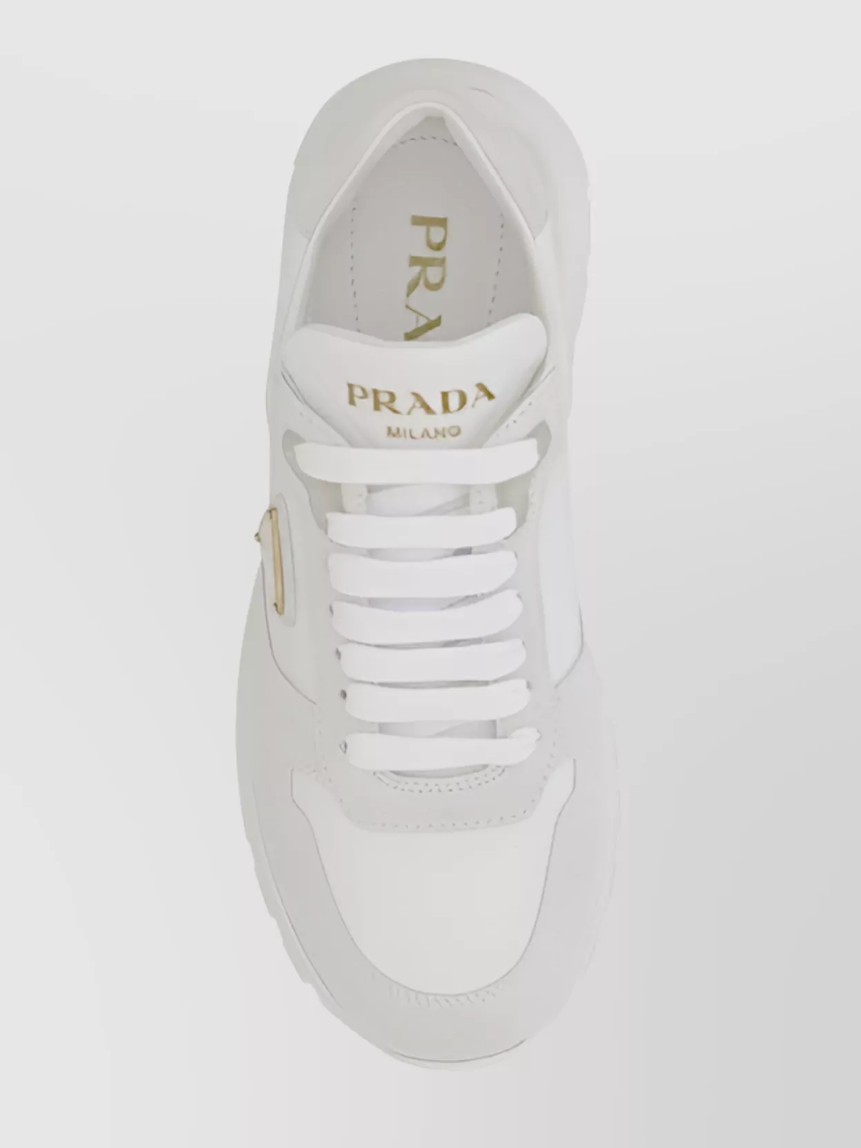 PRADA CONTEMPORARY LEATHER SNEAKERS WITH NOTCHED PLATFORM 