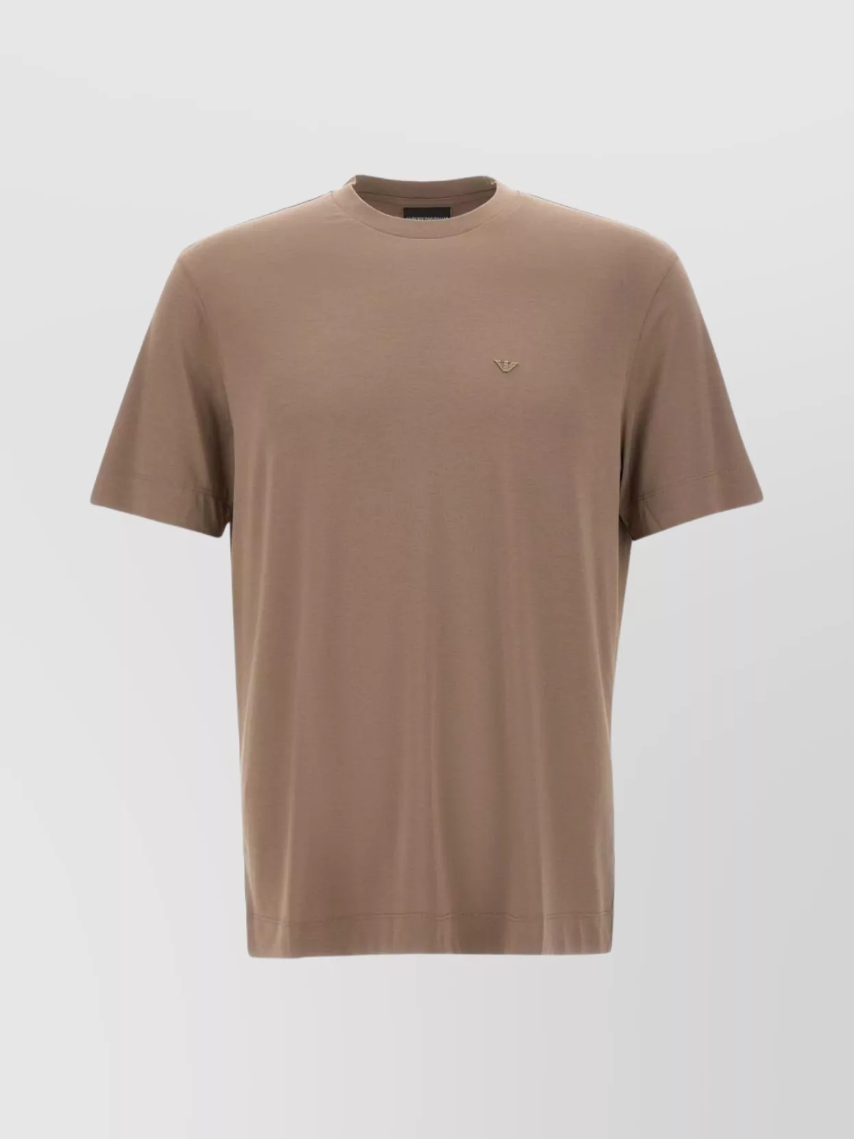 Emporio Armani Crew Neck Micro Eagle Embroidery T-shirt In Brown