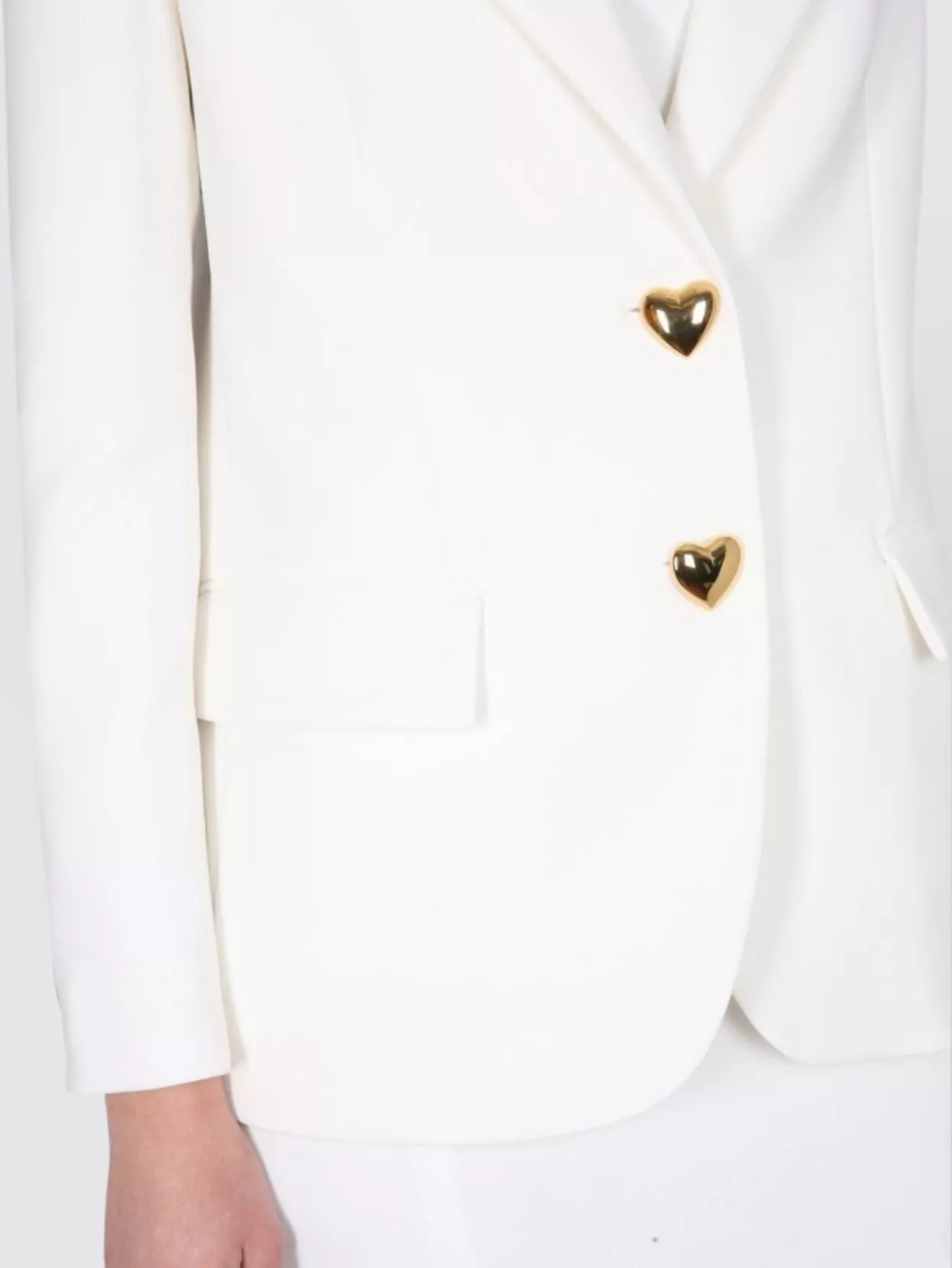 Moschino Heart Button Jacket With Notched Lapels In White