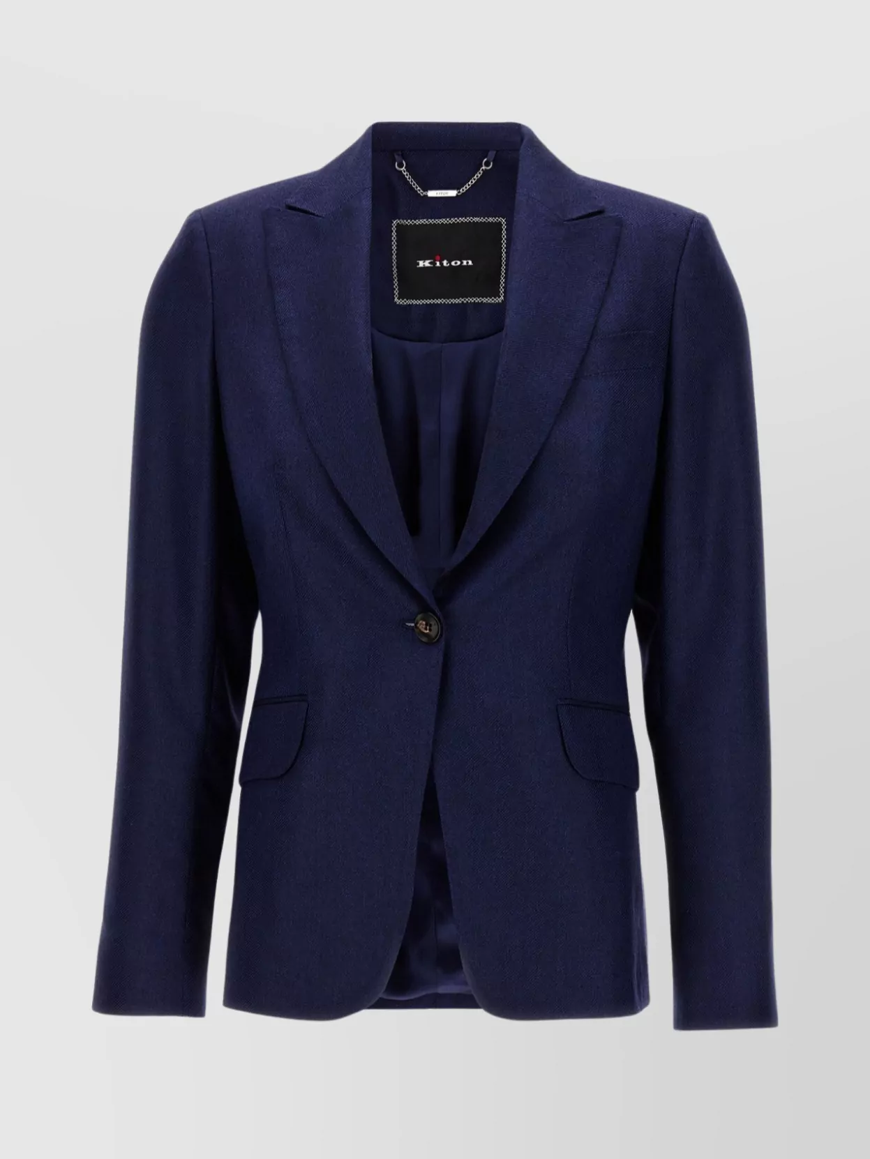 Kiton Tailored Blazer With Notch Lapel And Flap Pockets In Blue