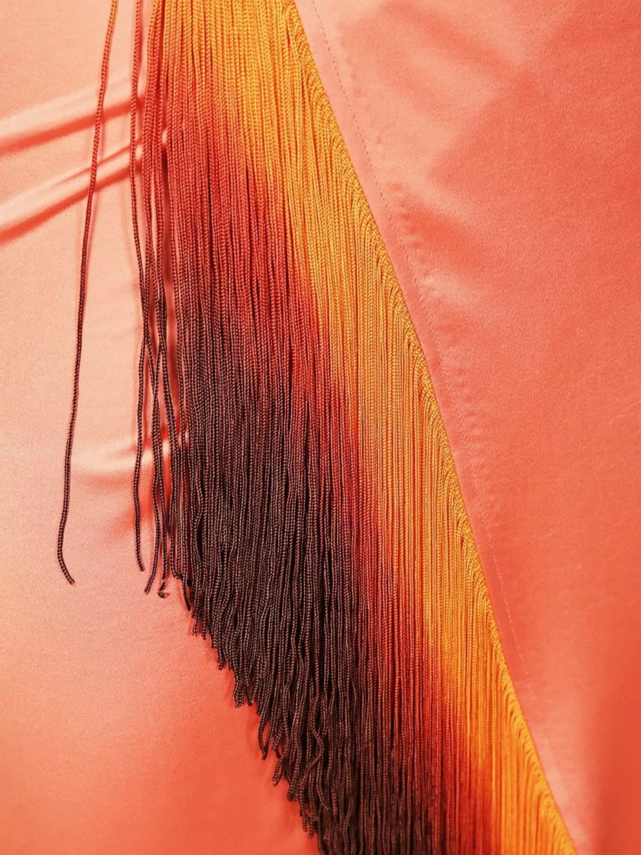 The Andamane Fringe Ombre Satin Tie Midi Skirt