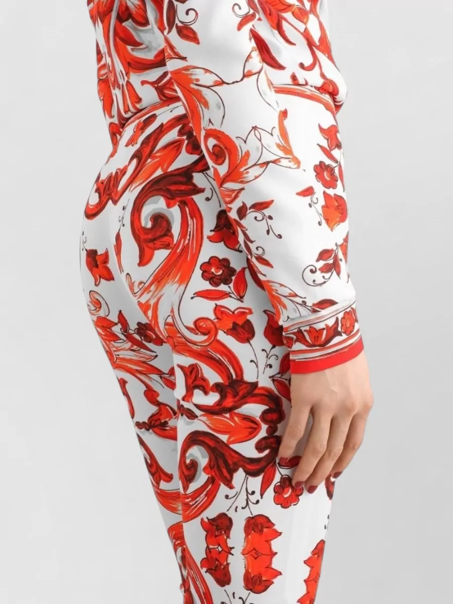 Dolce&Gabbana Silk Printed Flared Cropped Trousers