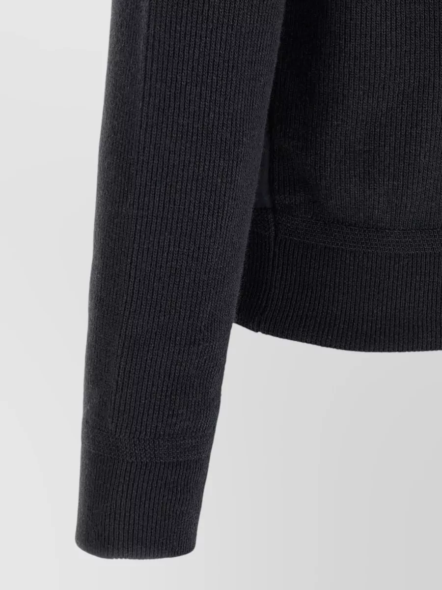 Moncler Wool Cashmere Ribbed Padded Zip Up Cardigan
