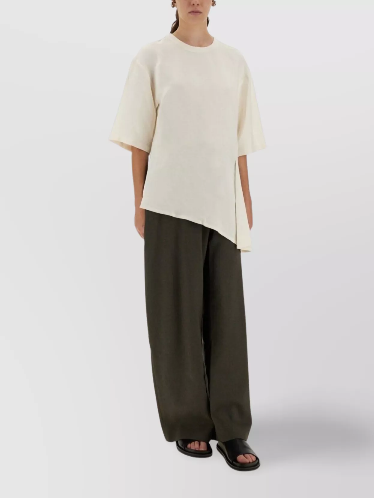 Studio Nicholson Wide Leg Trousers With Pockets And Loops In Green