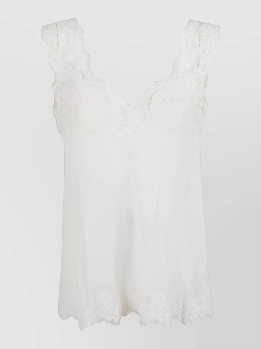 Ermanno Scervino Lace Trim Layered Knit Top Sheer