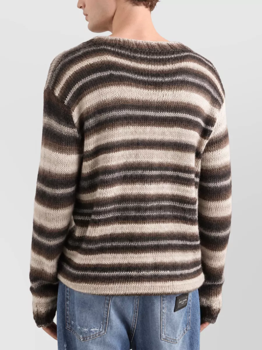Dolce&Gabbana Striped V-Neck Long-Sleeve Sweater