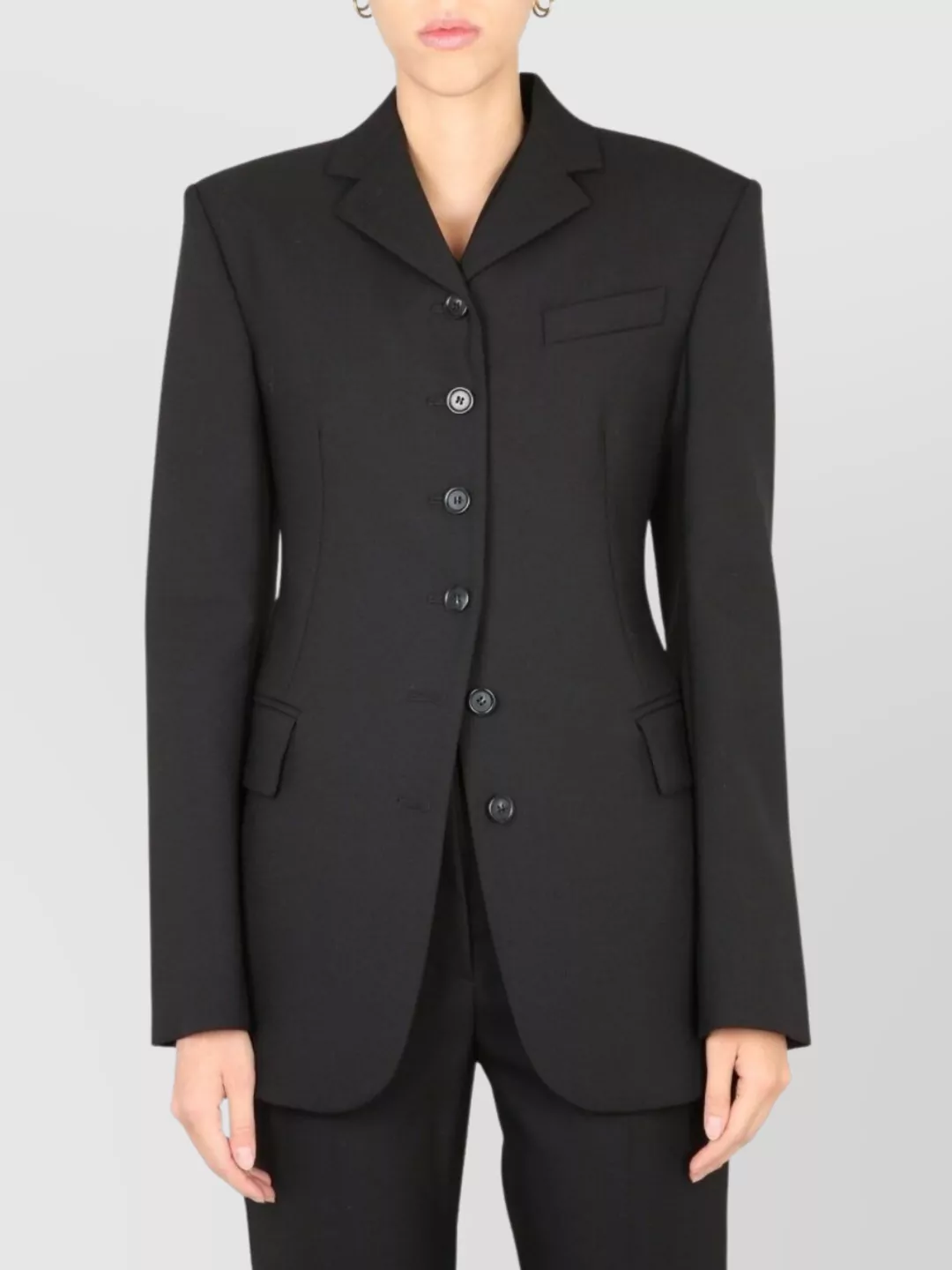 Max Mara Tailored Jacket With Flap And Chest Pockets In Gray