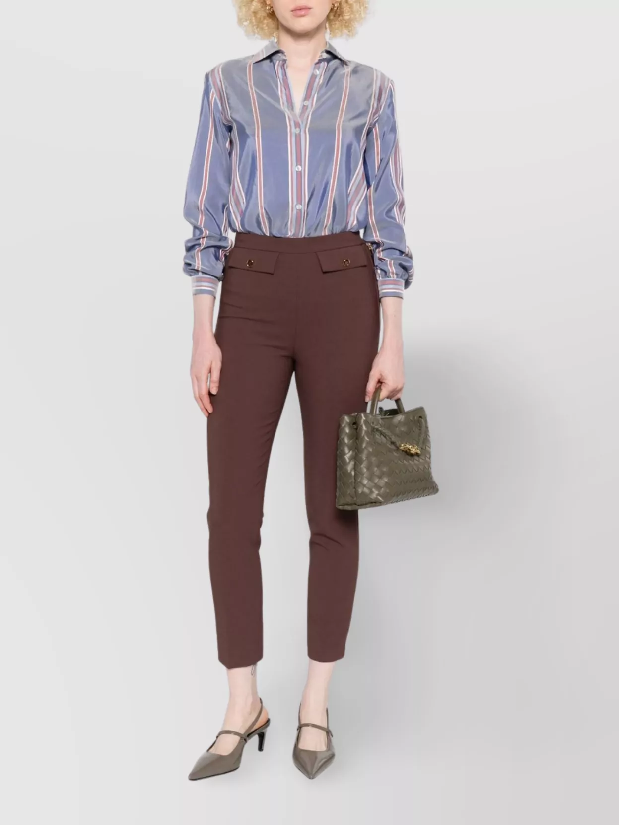 Elisabetta Franchi Cropped Trousers With Belt Loops And Buttoned Pockets In Burgundy