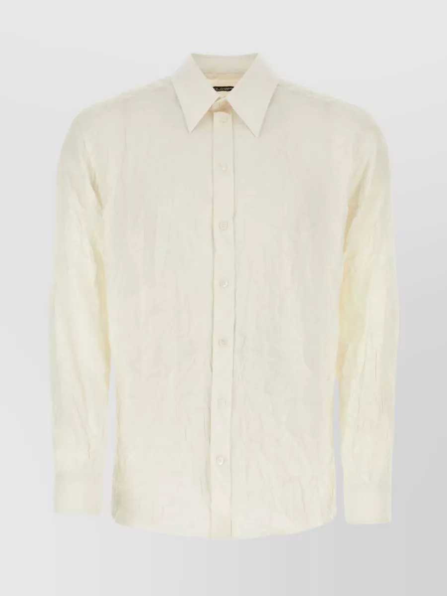 Shop Dolce & Gabbana Extended Back Silk Shirt In Cream