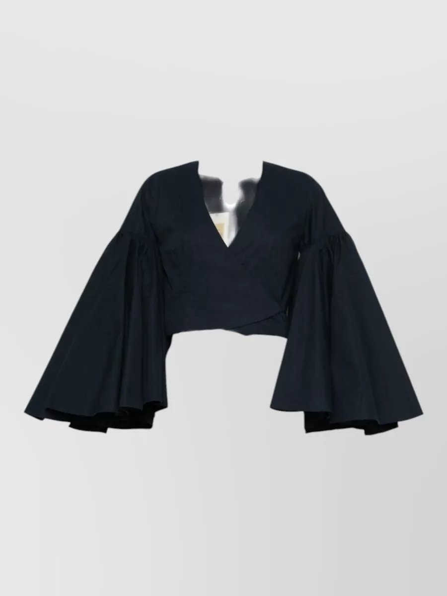 Jacquemus Peasant Wrap Top V Neckline Tie Back In Blue